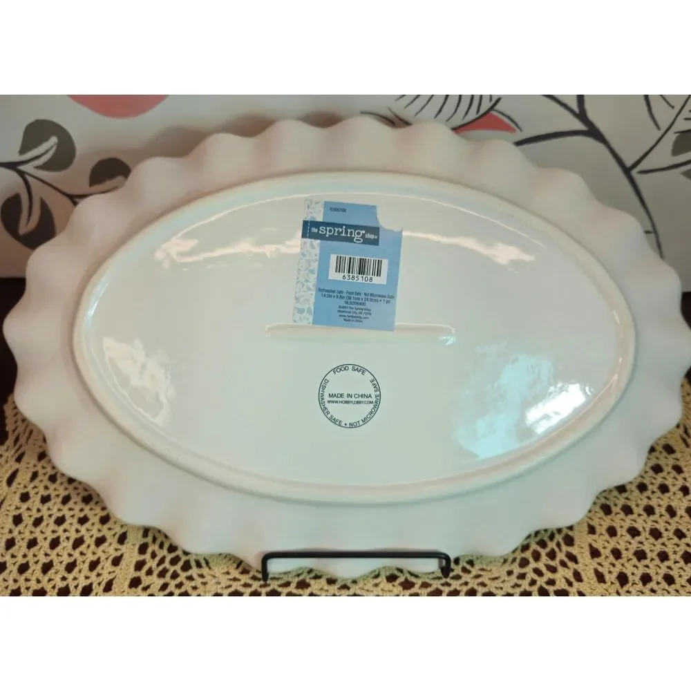 NWT Beautiful Floral Pattern Ruffled Serving Platter by The Spring Shop